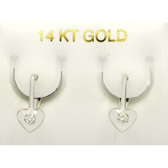 Created White Sapphire Dangling Drop Earrings 14k White Gold